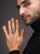 Trendy Oxidised Silver Plated Stainless Steel Lion Head Crown Ring – Unisex