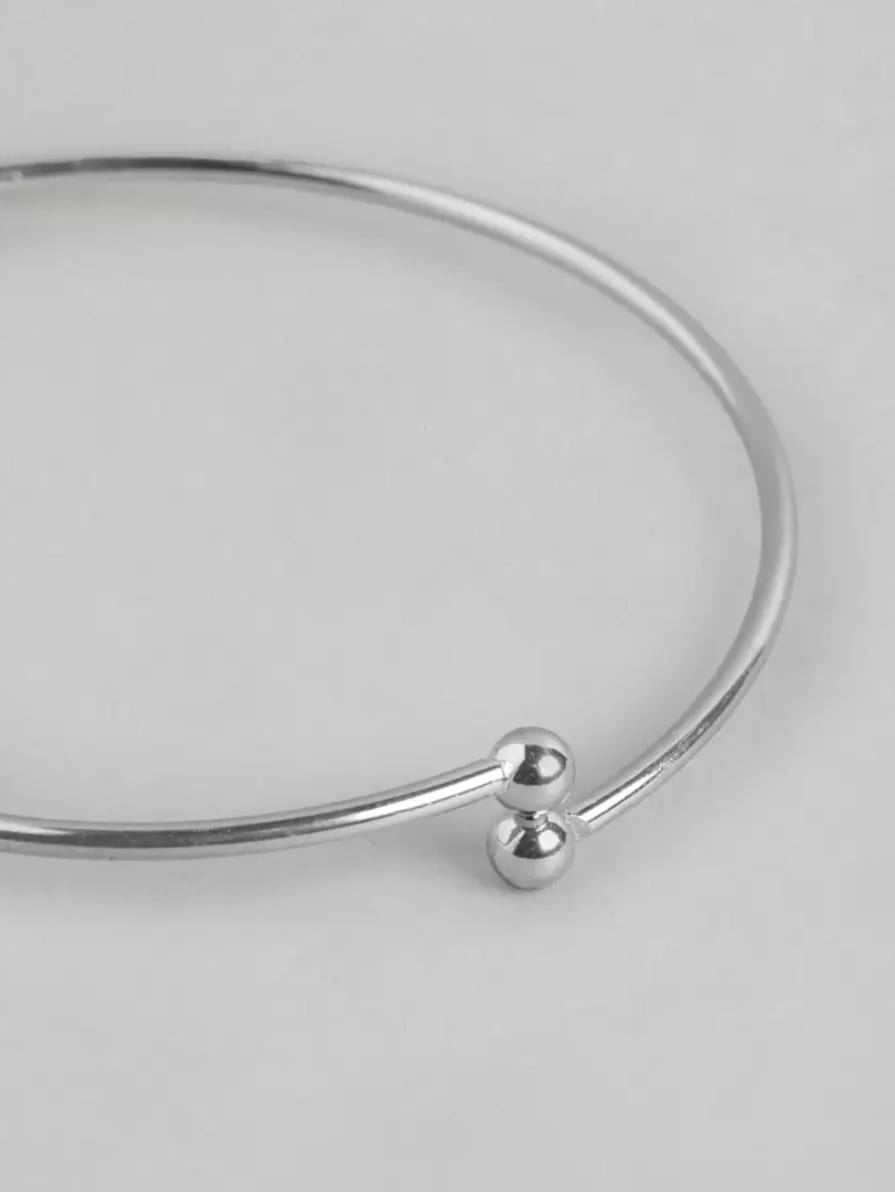 Unisex Silver Plated Stainless Steel Evil Eye Charm Bangle Bracelet – Stylish Fashion Jewelry - Image 3