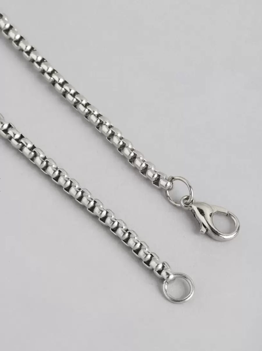 Unisex Silver Plated Stainless Steel Black Stone Link Bracelet – Stylish Fashion Jewelry - Image 4