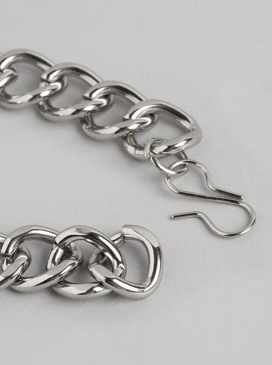 Unisex Silver Plated Stainless Steel Blue Stone Chain Bracelet – Stylish Fashion Jewelry - Image 6