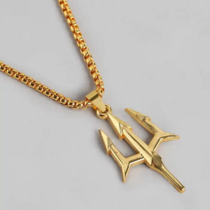 Unisex gold trident anime pendant with chain - Image 3
