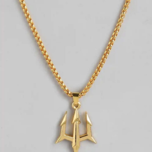 Unisex gold trident anime pendant with chain - Image 4