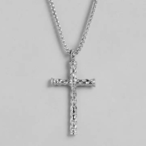 Unisex Silver Cross High Polished Pendant With Chain - Image 4