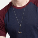 Unisex Silver Contemporary Antique Pendant With Chain