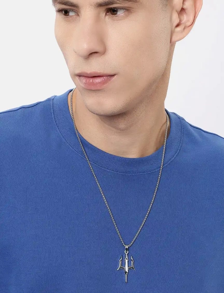Unisex trident anime pendant with chain