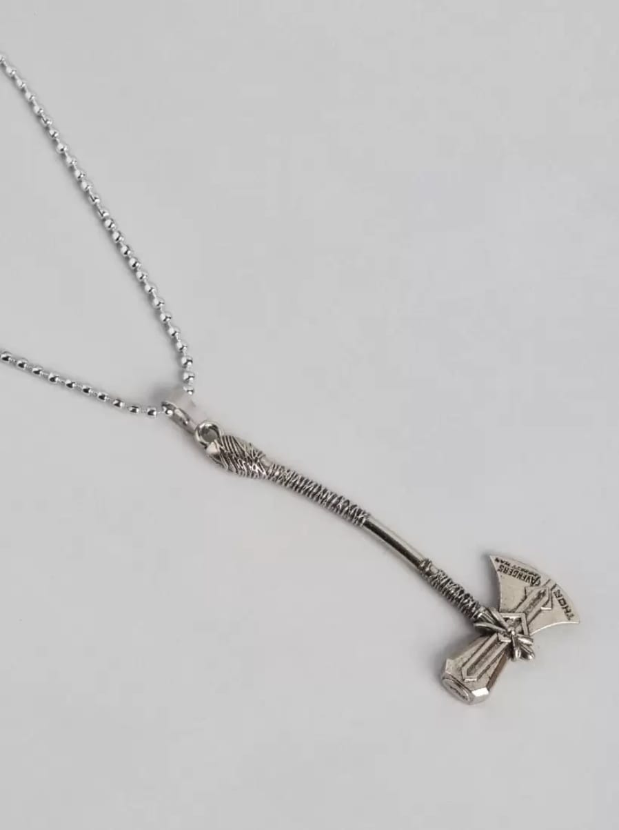 Unisex Silver Plated Stainless Steel Axe Pendant Necklace with Chain – Stylish Fashion Jewelry - Image 2