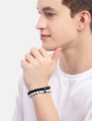 Men’s Beaded Bracelet Set (Black & White Stone Combo)