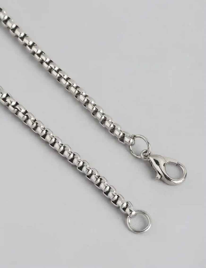 Men’s Black Bar Chain Bracelet (Minimal Silver Tone) - Image 4