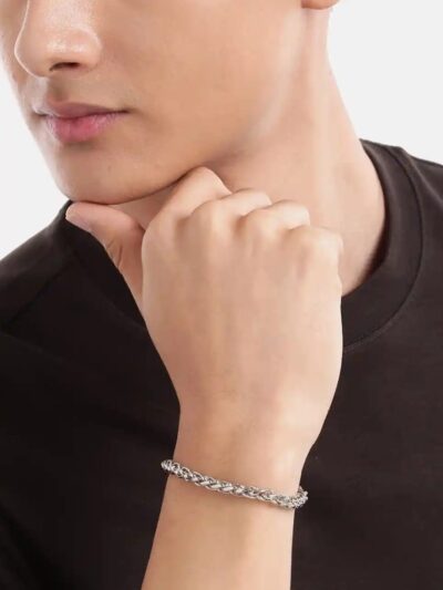 Men’s Classic Cuban Link Chain Bracelet (Silver Tone)