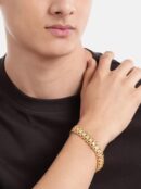 Unisex Gold Plated Stainless Steel Beaded Link Chain Bracelet – Stylish Fashion Jewelry