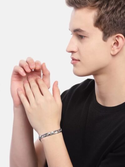 Unisex Silver Plated Stainless Steel Cuban Link Chain Bracelet – Stylish Fashion Jewelry
