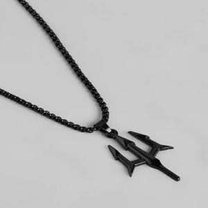Unisex black trident anime pendant with chain - Image 3