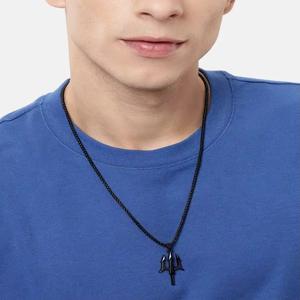 Unisex black trident anime pendant with chain